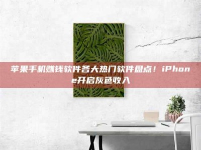 邵东苹果手机赚钱软件各大热门软件盘点！iPhone开启灰色收入